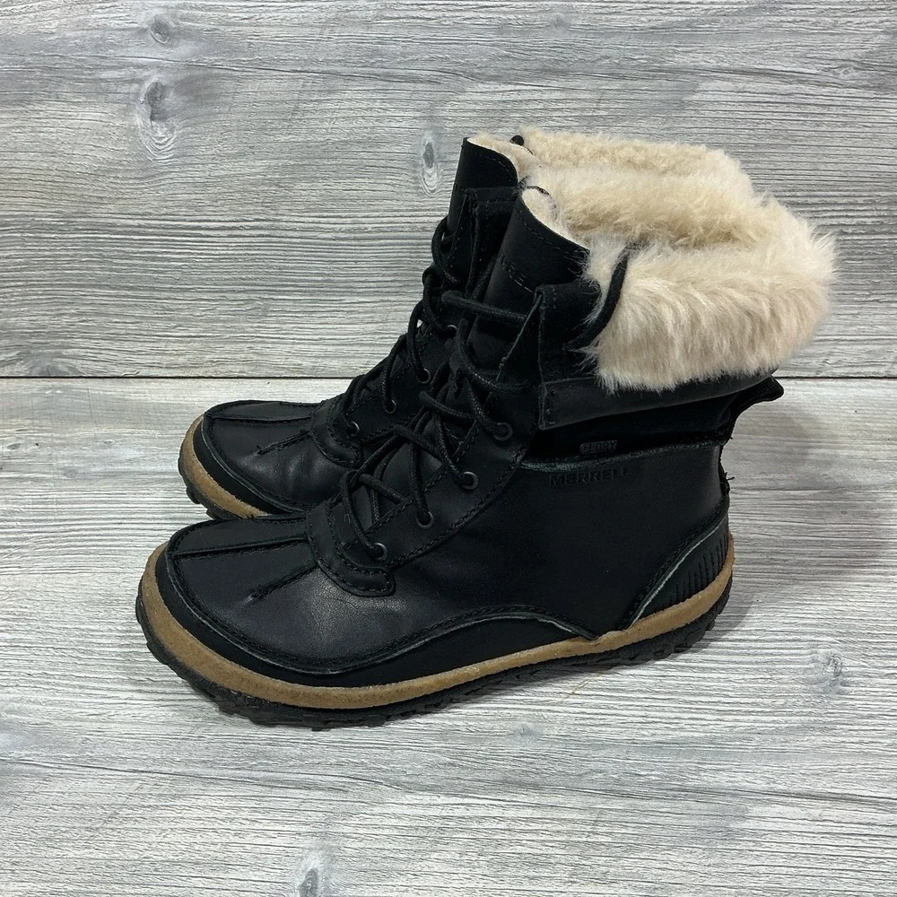 Merrell Tremblant Mid Polar Waterproof Boots J00940 Black Lace Up Women's 6.5